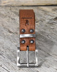 Handcrafted Jeans Leather Belt Chestnut Brown Vegetable Tanned Roller Buckle