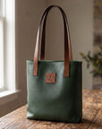 Sonas Leather Tote Bag - Forest Green