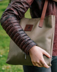Sonas Leather Tote Bag - Taupe