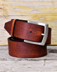 Jeans 21 Chestnut Leather Belt - Mishnóc
