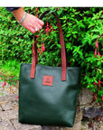 Sonas Leather Tote Bag - Forrest Green - Mishnóc