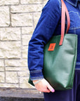 Sonas Leather Tote Bag - Forrest Green - Mishnóc
