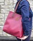 Sonas Leather Tote Bag - Burgundy - Mishnóc