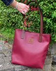 Sonas Leather Tote Bag - Burgundy - Mishnóc