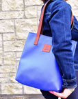 Sonas Leather Tote Bag – Electric Blue - Mishnóc