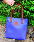 Sonas Leather Tote Bag – Electric Blue - Mishnóc