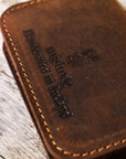 Distressed Leather Card Holder – Bifold – TAN - Mishnóc