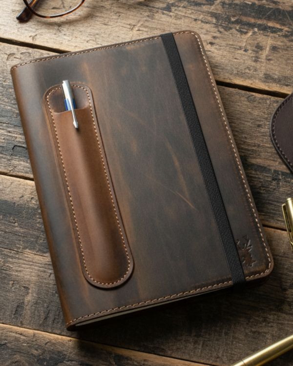 A5 2026 Leather Diary Cover With Page a Day Diary and Pen - Mishnóc