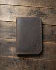 Distressed Leather Card Holder Bifold -TAN- - Mishnóc
