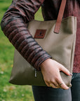Sonas Leather Tote Bag - Taupe - Mishnóc