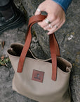 Sonas Leather Tote Bag - Taupe - Mishnóc