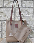 Sonas Leather Tote Bag - Taupe - Mishnóc