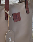 Sonas Leather Tote Bag - Taupe - Mishnóc