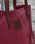 Sonas Leather Tote Bag - Burgundy - Mishnóc