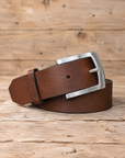 Suited Leather Belt in Black or Brown with Stainless Steel Buckle - Mishnóc