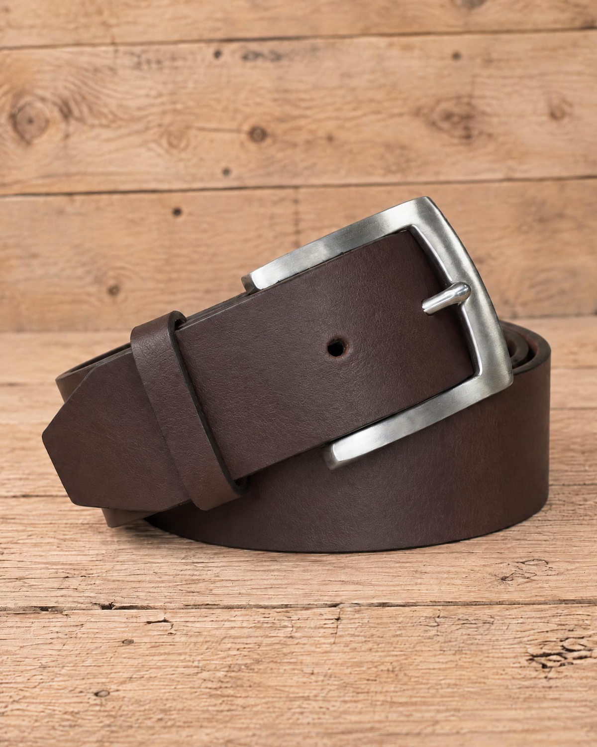 Jeans23 Ledergürtel in Dunkelbraun mit Edelstahlschnalle