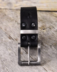 Handcrafted Jeans Leather Belt Black Vegetable Tanned Roller Buckle