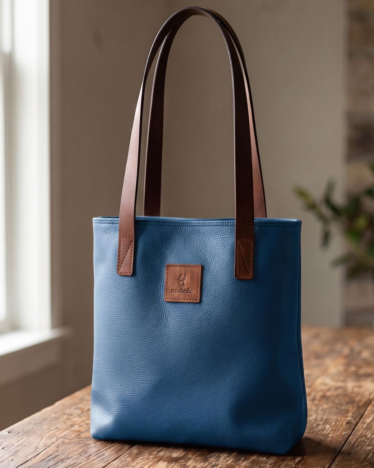 Sonas Leather Tote Bag - Prussian Blue