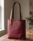 Sonas Leather Tote Bag - Burgundy
