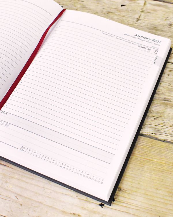 A5 2026 Leather Diary Cover With Page a Day Diary and Pen - Mishnóc