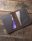 Distressed Leather Card Holder Bifold -TAN- - Mishnóc