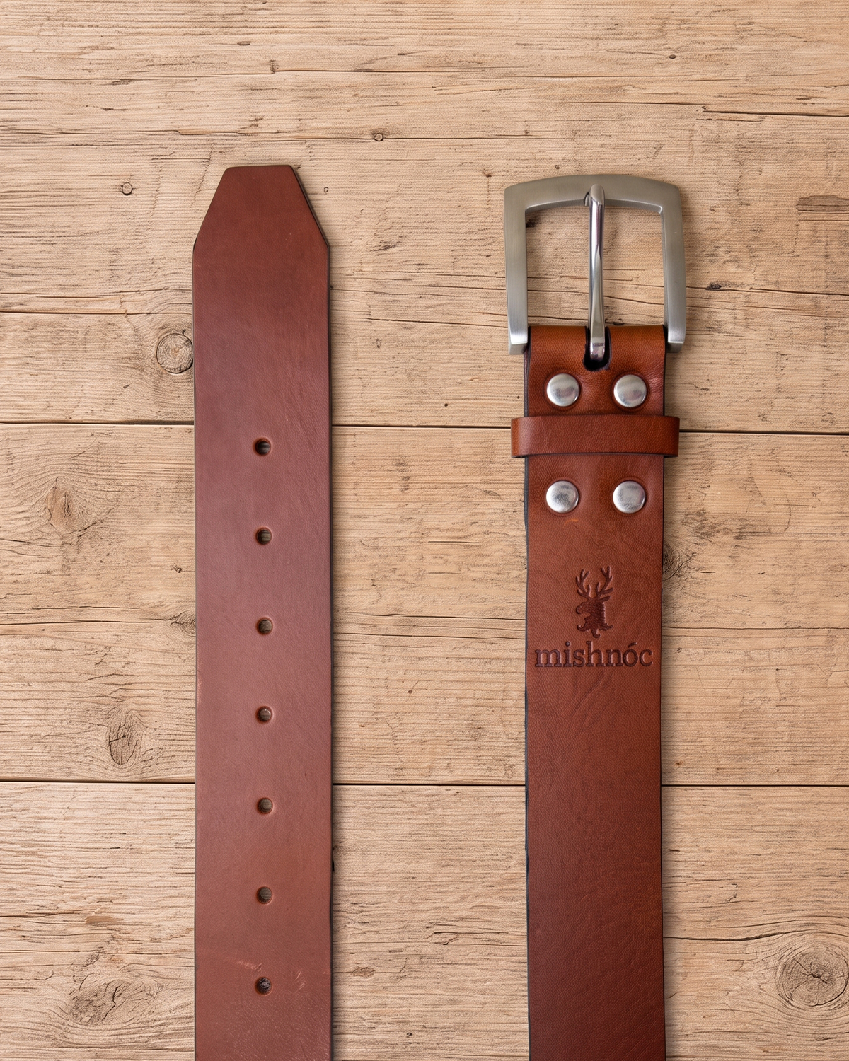 Jeans 21 Chestnut Leather Belt - Mishnóc