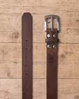 Suited Leather Belt in Black or Brown with Stainless Steel Buckle - Mishnóc
