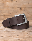 Suited Leather Belt in Deep Brown with Stainless Steel Buckle - Mishnóc