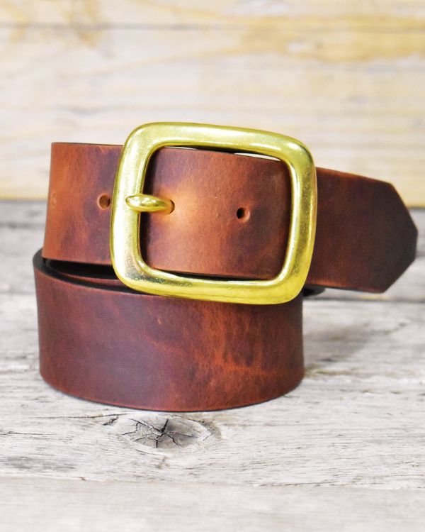 Solid Brass Leather Belt